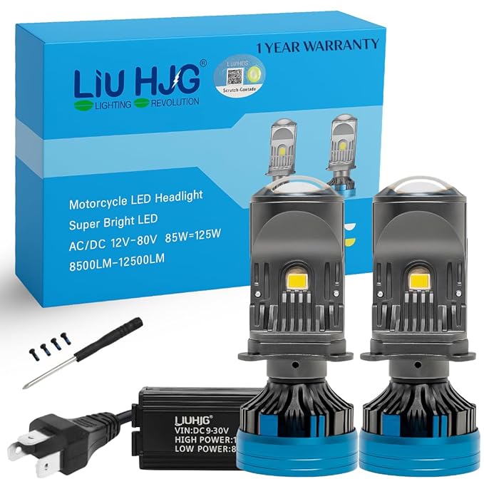 LIU HJG 250W White LED Headlight Bulb with H4 fitting, 12V,  (Pack of 2)
