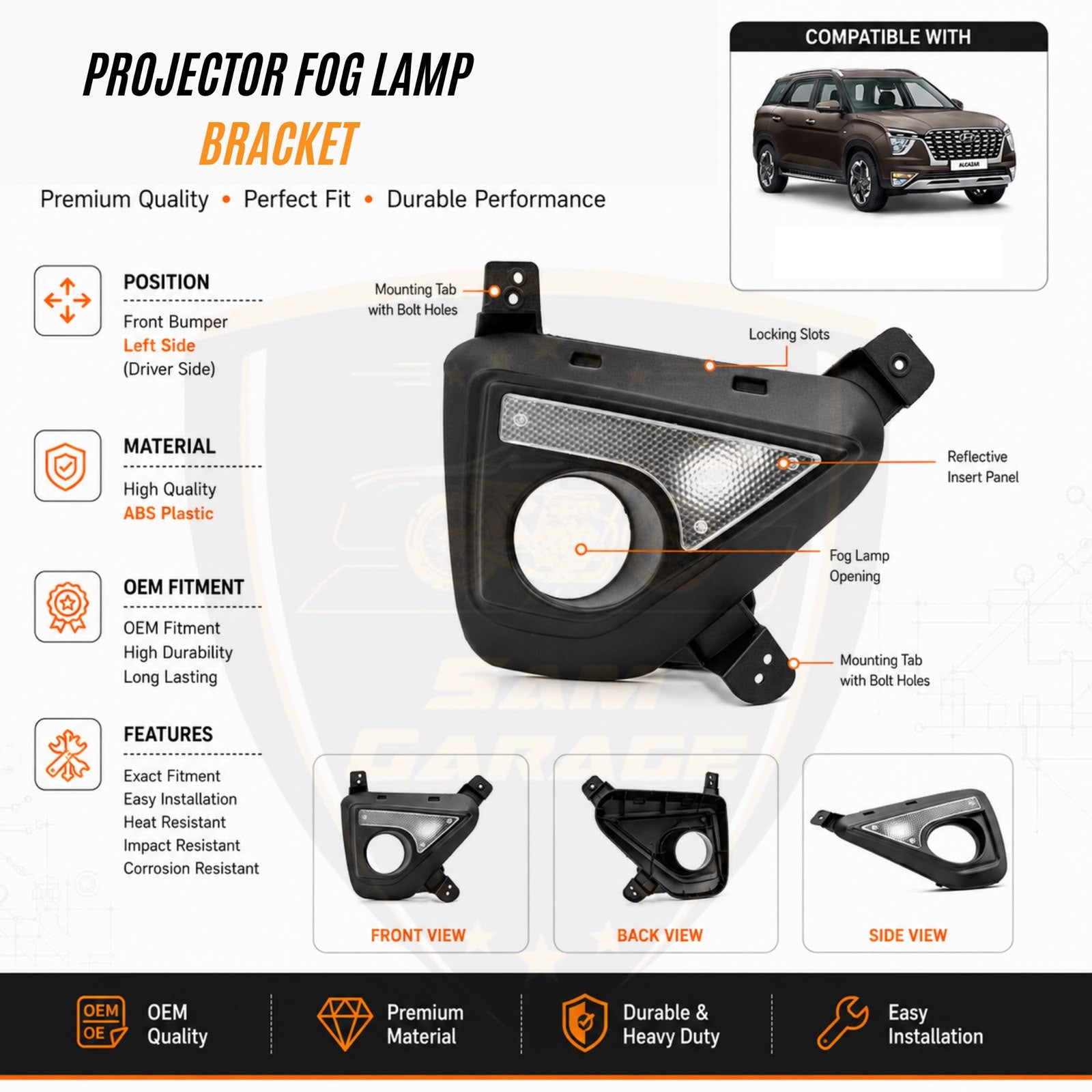 Hyundai Alcazar 3-Inch Projector Fog Lamp Bracket