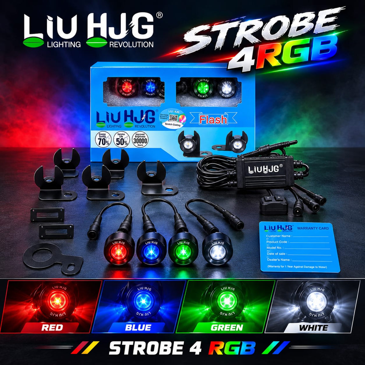 LIU HJG Strobe 4 RGB – Multi-Color Safety Strobe Light for Motorcycles & Scooters