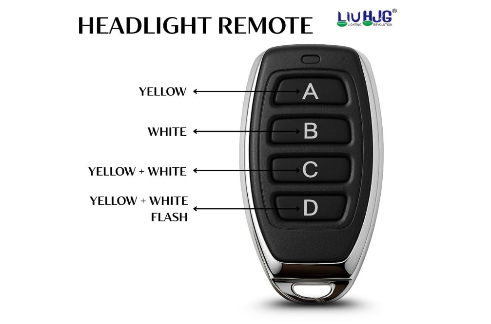 LIU HJG 60+60W Yellow/White LED Headlight Bulb with Remote. H4 Car, Bike, Truck And Van Light