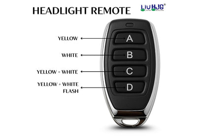LIU HJG 60+60W Yellow/White LED Headlight Bulb with Remote. H4 Car, Bike, Truck And Van Light