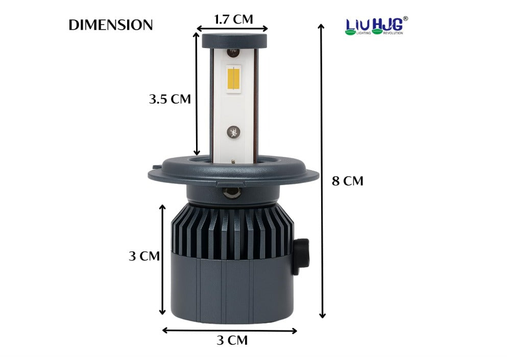 LIU HJG 60+60W Yellow/White LED Headlight Bulb with Remote. H4 Car, Bike, Truck And Van Light