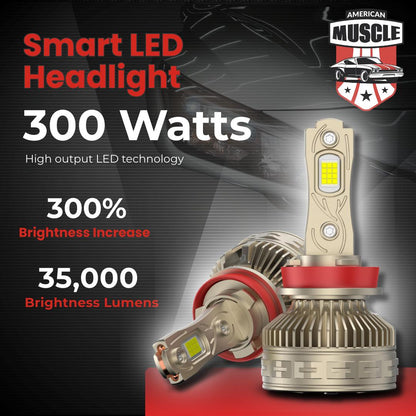 American Muscle LED Headlight – 300W | Warm White 4300K