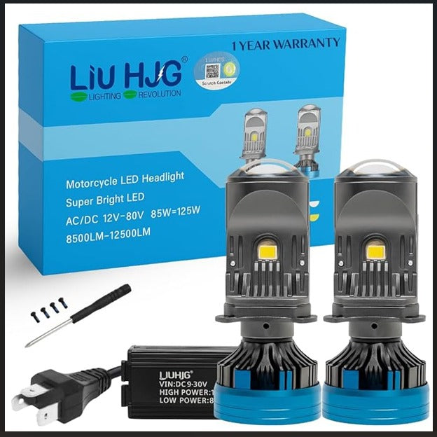 LIU HJG 250W White LED Headlight Bulb with H4 fitting, 12V,  (Pack of 2)
