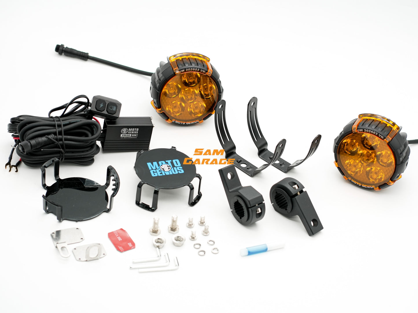 MOTOGENIUS VK60 Heavy-Duty Auxiliary Spotlight | 90W | 11,200 Lumens | IP67 Waterproof | Universal Fit