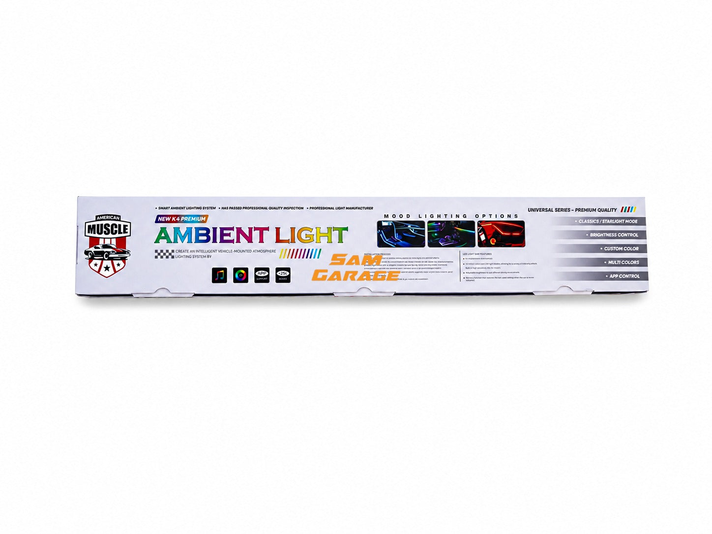 American Muscle 18-Piece RGB Car Ambient Light Kit | App Controlled | Universal Interior LED Lighting