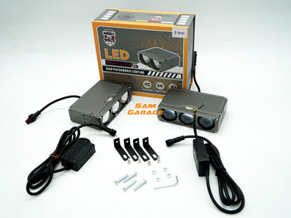 American Muscle Prisma 3 Laser Bi-LED Projector Lens (Pair) | 120W | Triple Color | Triple Laser | 1-Year Warranty