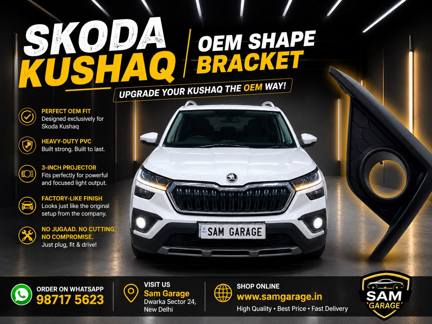 Skoda Kushaq Bracket for 3 Inch Projector