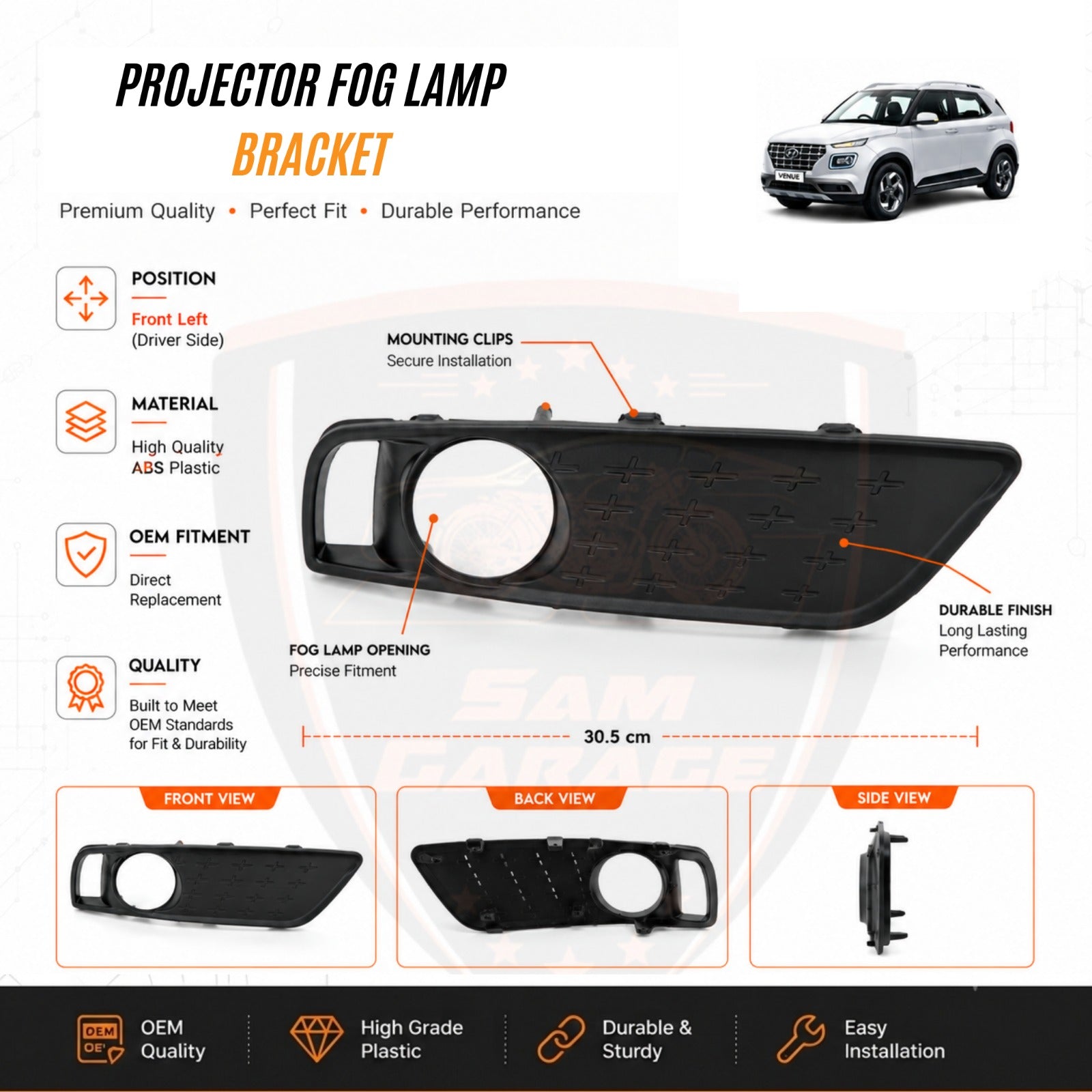 Hyundai Venue 2019 – 2022&nbsp; 2-Inch Projector Fog Lamp Bracket