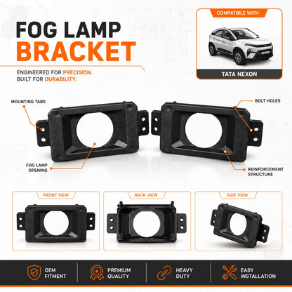 Tata Nexon Fog Lamp Bracket – Heavy-Duty ABS Mounting Bracket for 2-Inch Fog Lights
