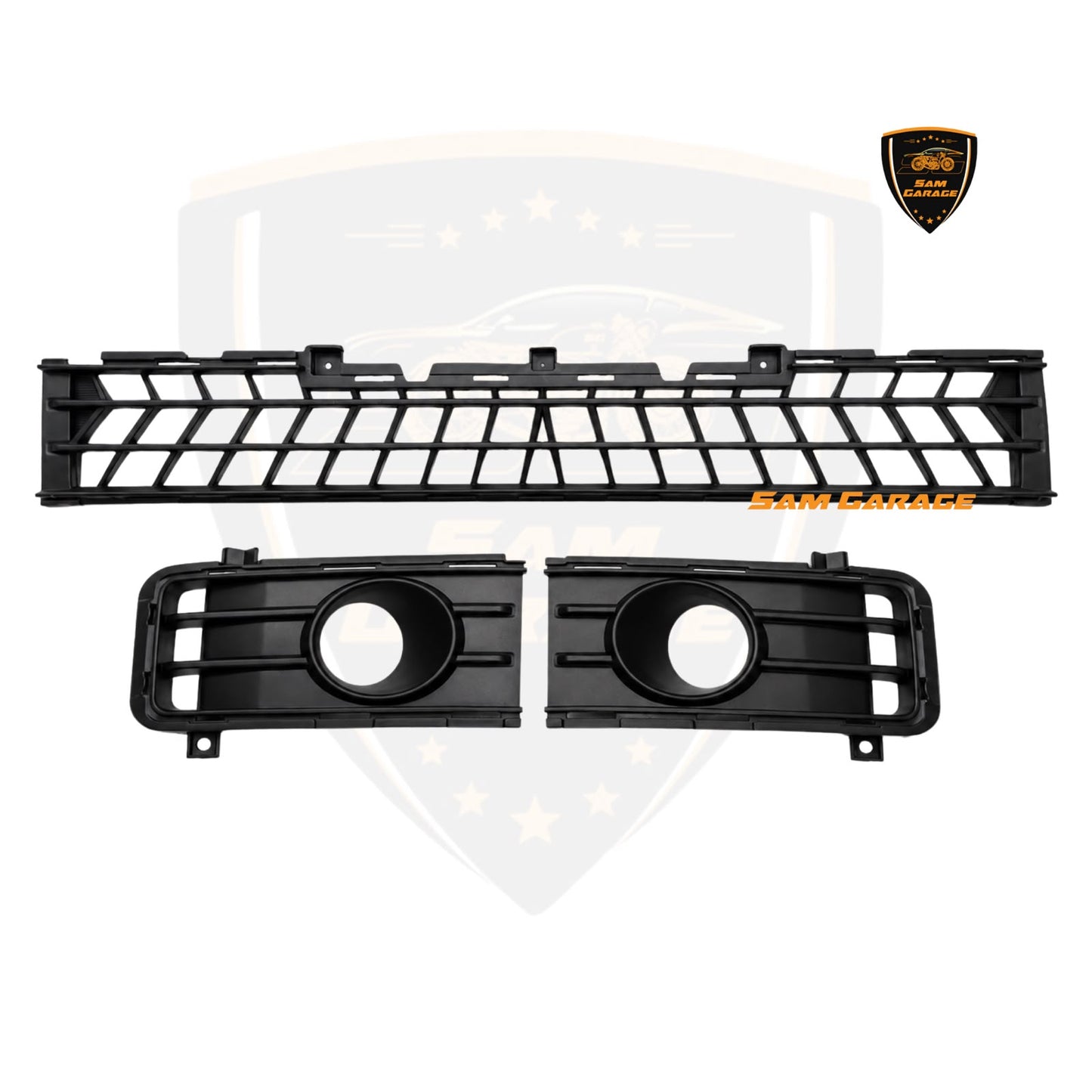 Hyundai Venue 2022 Front Grille with 3-Inch Projector Fog Lamp Bracket Set | Premium ABS Plastic | OEM Fit | Pair + Center Grille