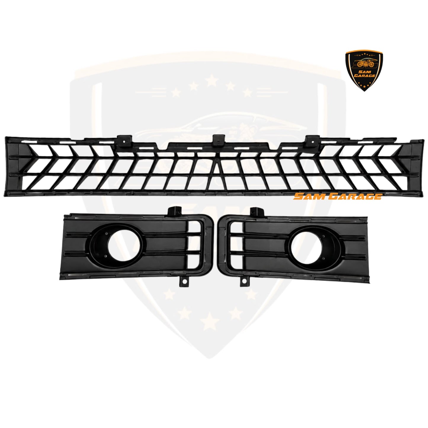 Hyundai Venue 2022 Front Grille with 3-Inch Projector Fog Lamp Bracket Set | Premium ABS Plastic | OEM Fit | Pair + Center Grille