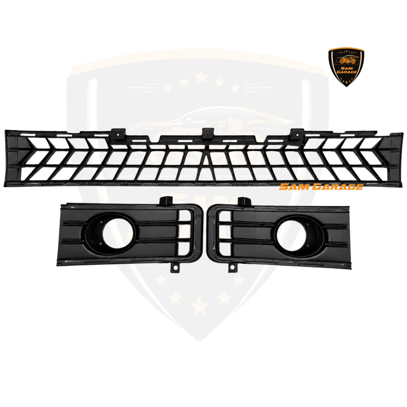 Hyundai Venue 2022 Front Grille with 3-Inch Projector Fog Lamp Bracket Set | Premium ABS Plastic | OEM Fit | Pair + Center Grille