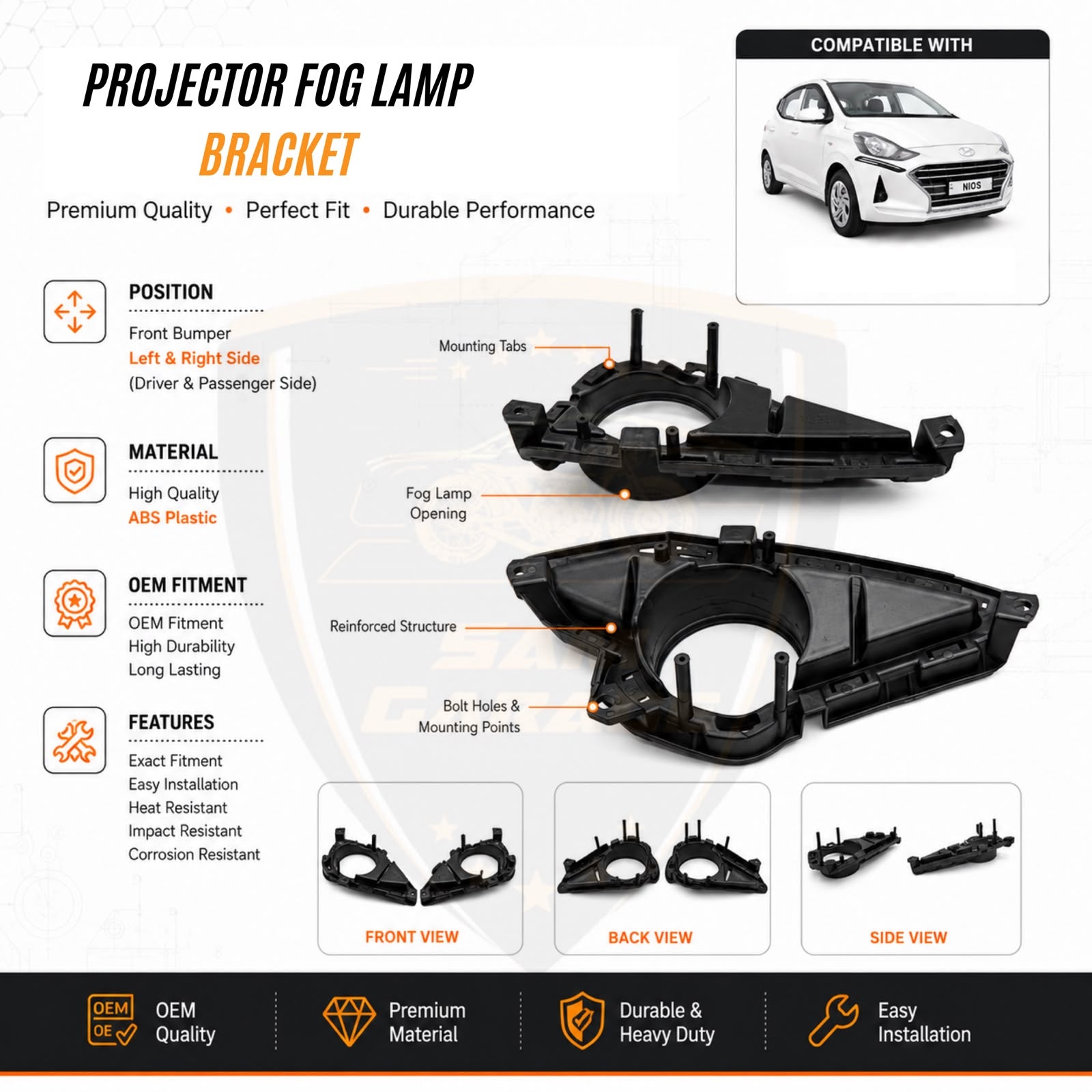 Hyundai Grand i10 NIOS 3-Inch Projector Fog Lamp Bracket
