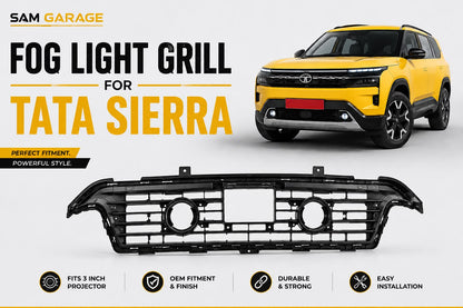 Tata Sierra Fog Light Grille – Premium ABS Plastic (3-Inch Projector Compatible)
