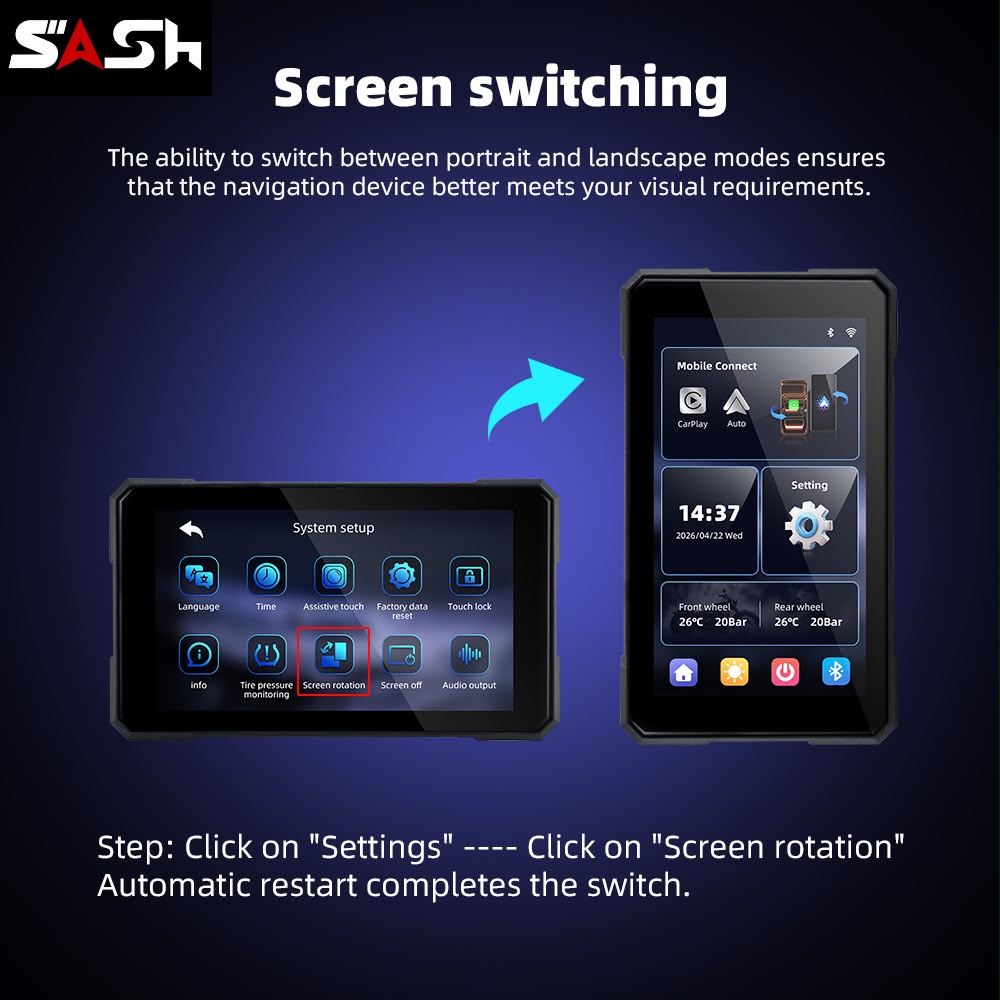 ASH S3 Quick Detachable Smart Riding Display with Carplay and Android Auto