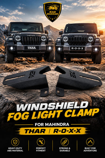 Sam Garage Heavy-Duty Metal Windshield Fog Light Clamp for Mahindra Thar &amp; Thar Roxx