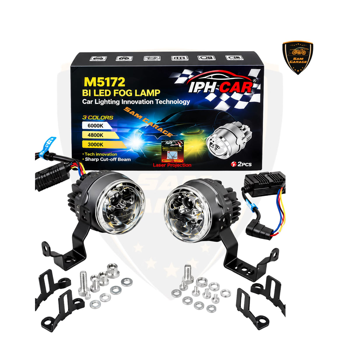 IPH Car M 5172 – 2-Inch Tri-Color Bi-LED Fog Light Projector