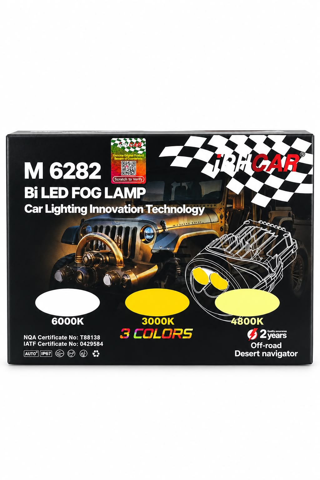 IPH M 6282 3-Inch Tri-Color Bi-LED Projector Fog Lamps