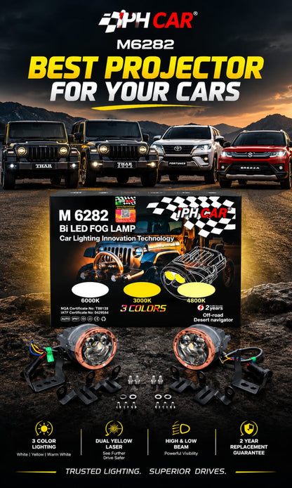 IPH M 6282 3-Inch Tri-Color Bi-LED Projector Fog Lamps