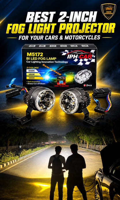 IPH Car M 5172 – 2-Inch Tri-Color Bi-LED Fog Light Projector